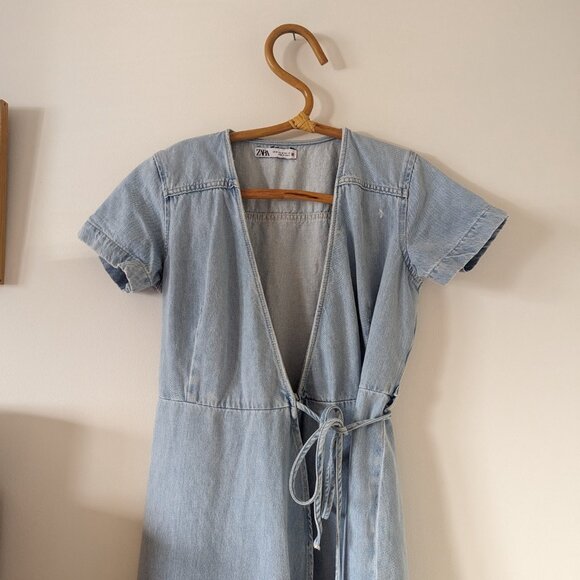 Zara Midi Denim Wrap Dress - Picture 4 of 6